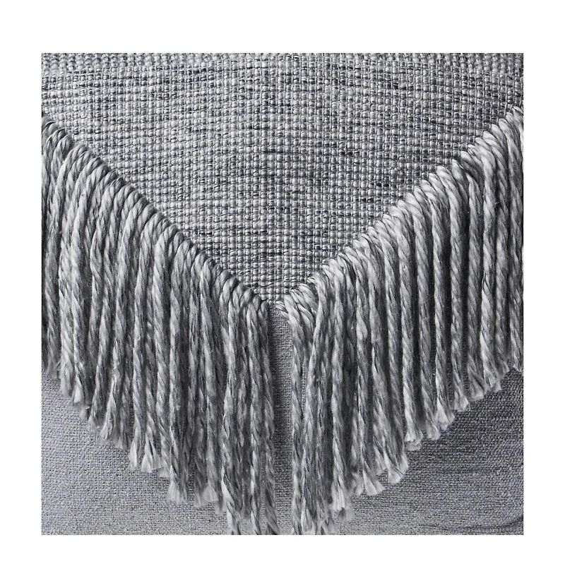 18" Grey Wool Ottoman