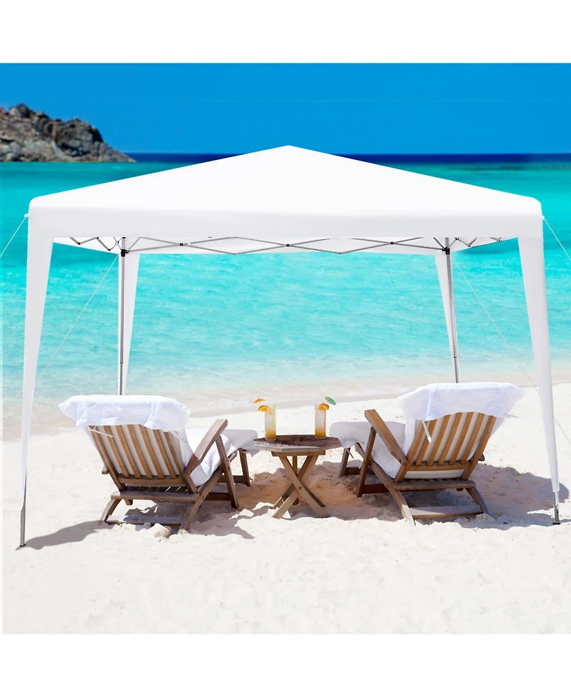 10 x 10 Feet Outdoor Pop-up Patio Canopy for Beach and Camp-White