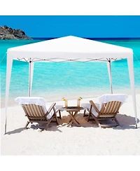 10 x 10 Feet Outdoor Pop-up Patio Canopy for Beach and Camp-White
