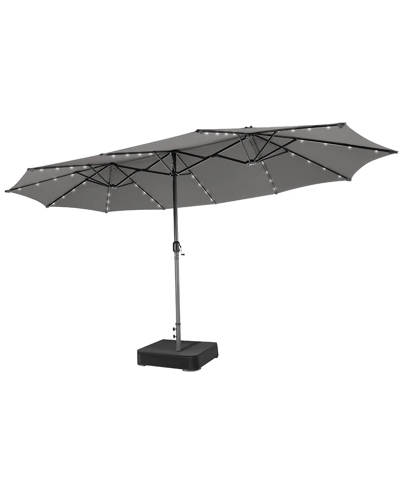 15 Feet Double-Sided Patio Umbrella with 48 Led Lights