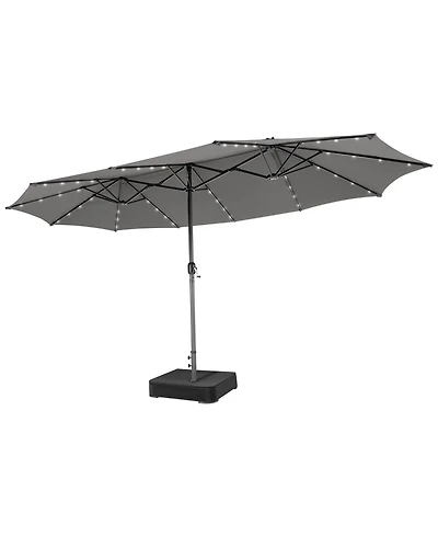 15 Feet Double-Sided Patio Umbrella with 48 Led Lights