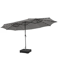 15 Feet Double-Sided Patio Umbrella with 48 Led Lights