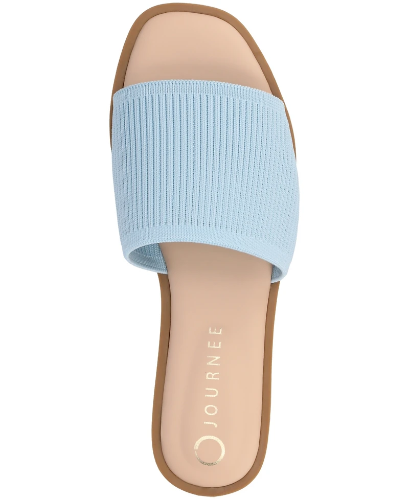 Journee Collection Women's Prisilla Single Band Slide Flat Sandals