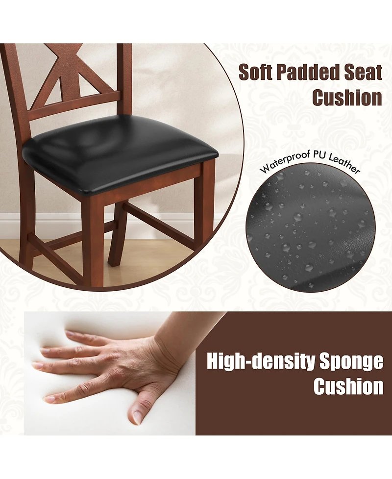 Gymax 24'' Modern Bar Stools Set of 2 w/ Hollowed High Backrest Waterproof Pu Leather
