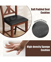 Gymax 24'' Modern Bar Stools Set of 2 w/ Hollowed High Backrest Waterproof Pu Leather