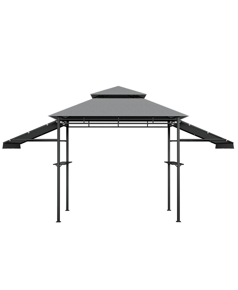 13.5 x 4 Feet Patio Bbq Grill Gazebo Canopy with Dual Side Awnings