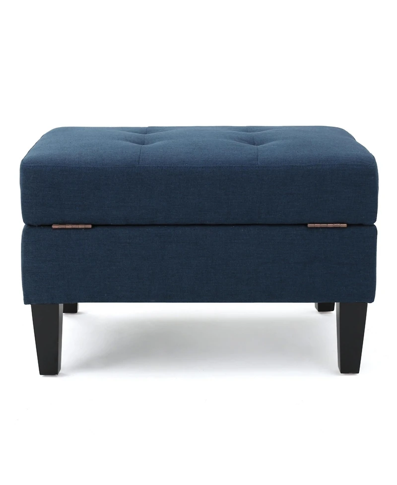 Streamdale Furniture Contemporary Woven Storage Ottoman with Tufted Accents and Birch Legs