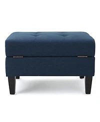 Streamdale Furniture Contemporary Woven Storage Ottoman with Tufted Accents and Birch Legs
