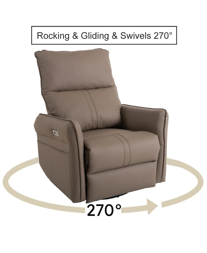 270° Swivel Glider Recliner with Usb Ports for Nursery, Living Room, Bedroom