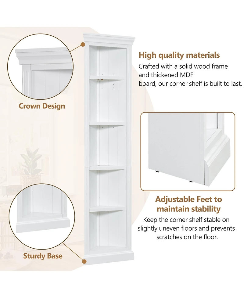Streamdale Tall Bookshelf Suite with Led Lighting, Corner Shelves, and Drawers