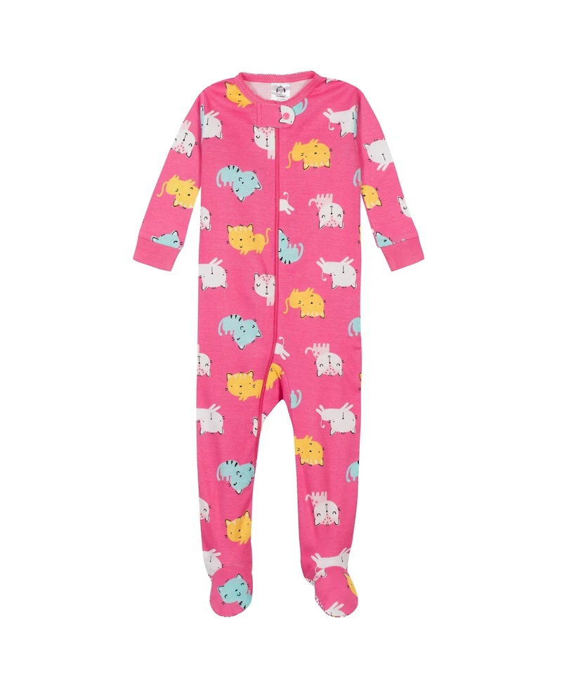 Gerber Baby Girls 2-Pack Snug Fit Footed Cotton Pajamas, Love, 0-3 Months