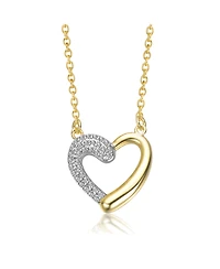 Sterling Silver 14K Gold Plated with Clear Moissanite Heart Pendant Necklace