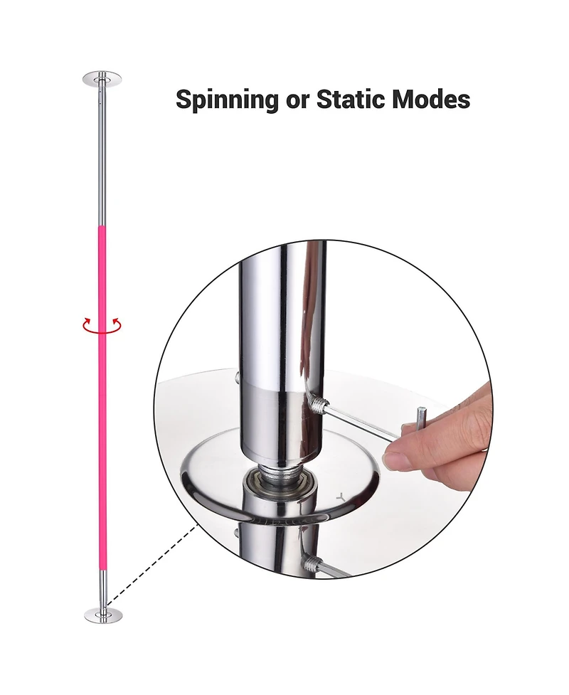 Yescom Ft Static Spinning Dancing Pole Kit 45mm Silicone Party Club Exercise Pink