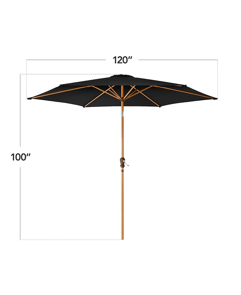 Best Choice Products 10ft Outdoor Woodgrain Pattern Steel Market Patio Umbrella w/ Crank