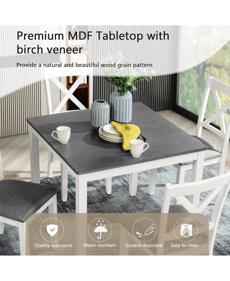 Streamdale 5-Piece Grey & White Dining Set for 4