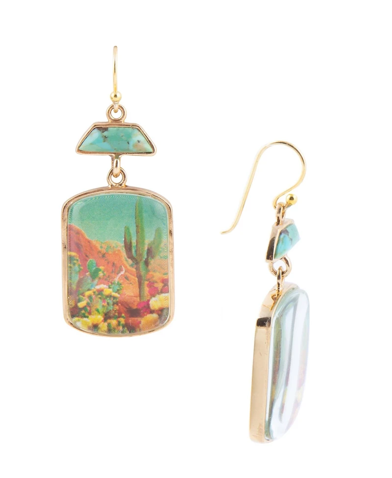 Barse Scenic Sedona Desert Blue Turquoise Golden Drop Earrings