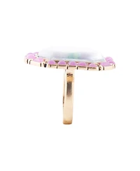 Barse Scenic Pink Flamingo Agate Golden Statement Ring