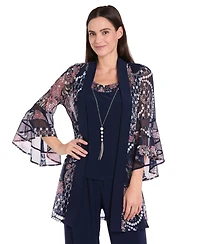 R & M Richards Women's Pantsuit, Shell Necklace Set