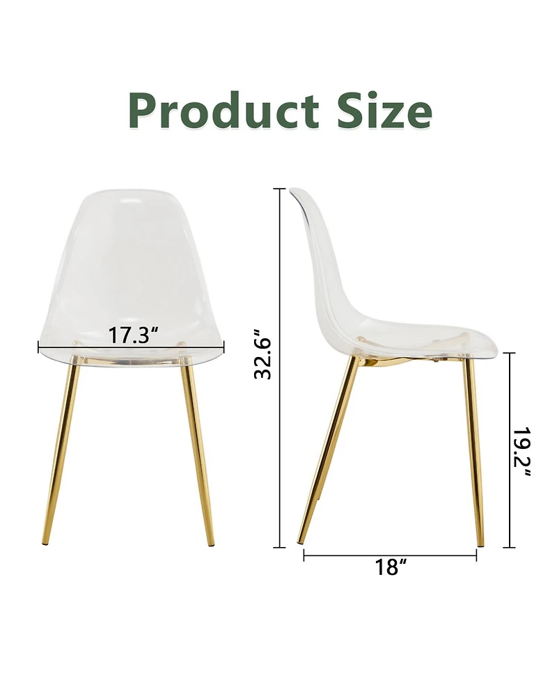 Streamdale Transparent Dining Chairs (Set of 3) - Gold Legs