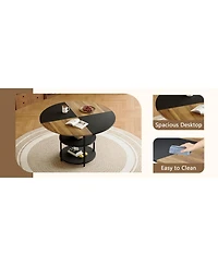 Streamdale 47" Round Dining Table Set with 4 Black Chairs & Storage