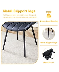 Streamdale Ergonomic Black Dining Chairs - Set of 4, Metal Legs