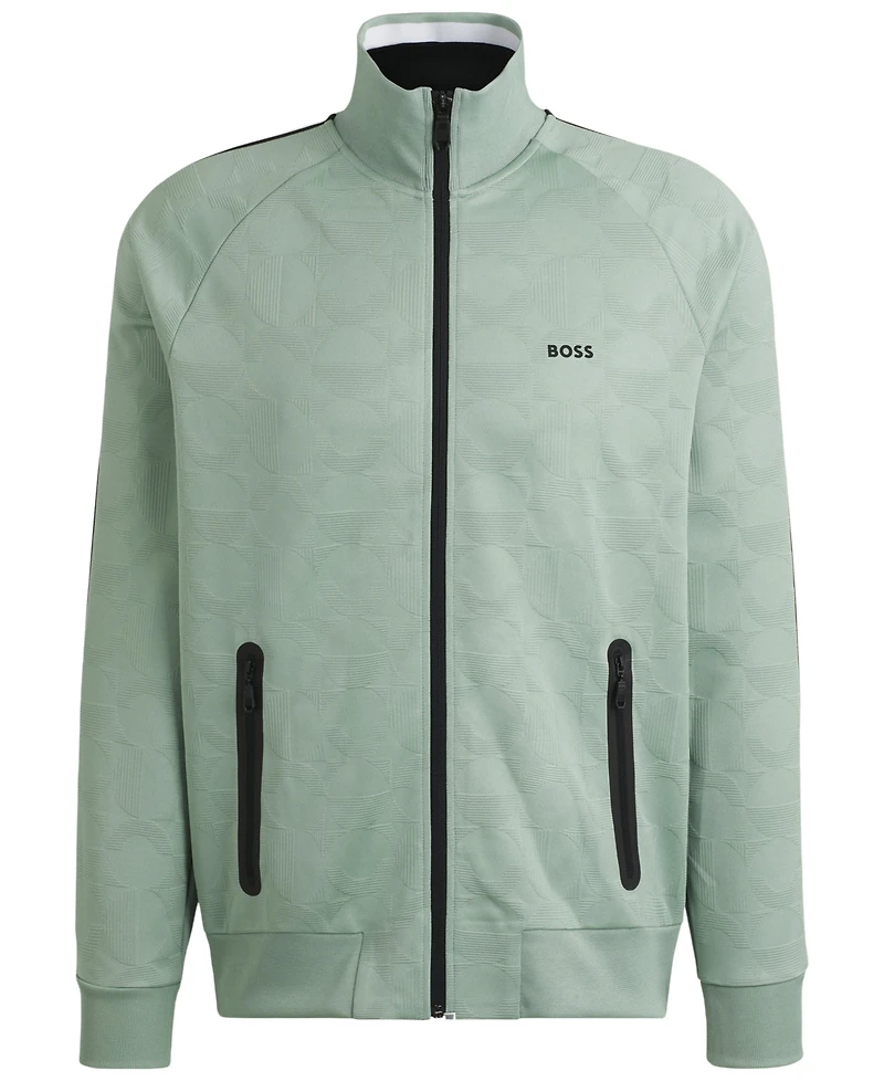 Boss by Hugo Men's Circle-Jacquard Zip-Up Sweatshirt