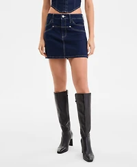 Bar Iii Women's Seamed Denim Mini Skirt, Exclusively at Macy's
