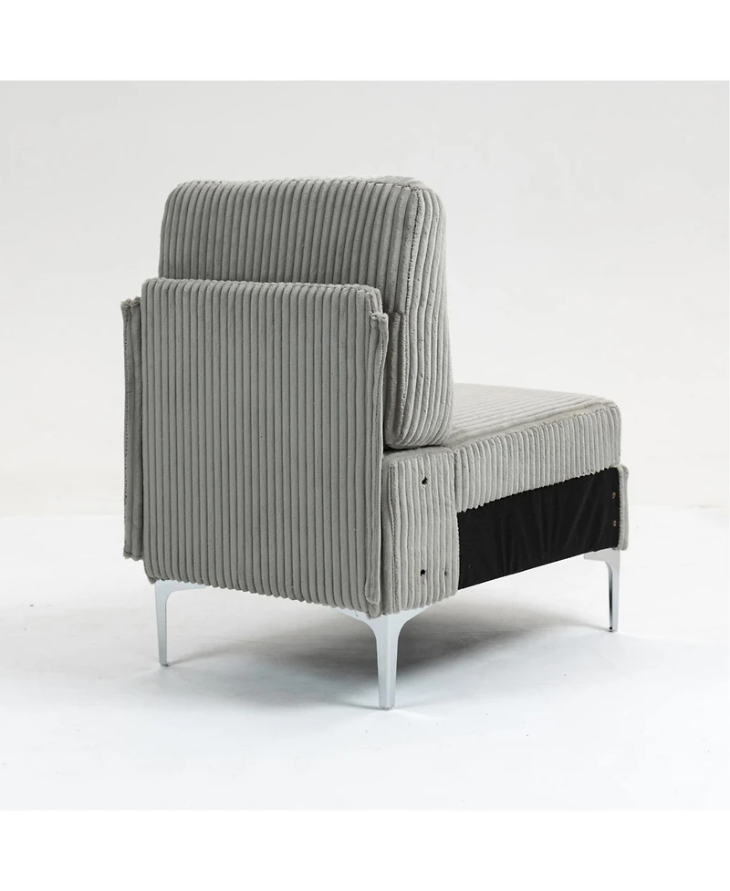 Streamdale Gray Corduroy Modular Armless Seat