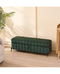 Streamdale Green Velvet Storage Bench 49"