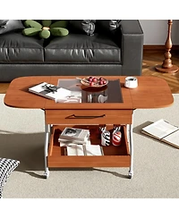 Streamdale Folding Coffee Table with Storage and Wheels