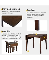 Natural 3-Piece Dining Set with Drop Leaf Table & Upholstered Chairs