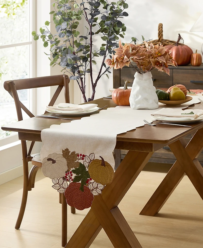 Elrene Fall Feels Cutwork Pumpkin Runner, 14" x 72"