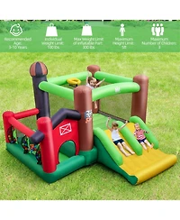 6-in-1 Inflatable Bounce House with Double Slides without Blower