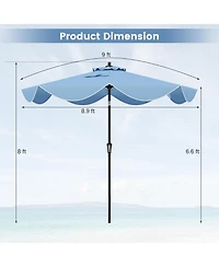 9 Ft Patio Umbrella with Crank Handle and Push Button Tilt-Navy