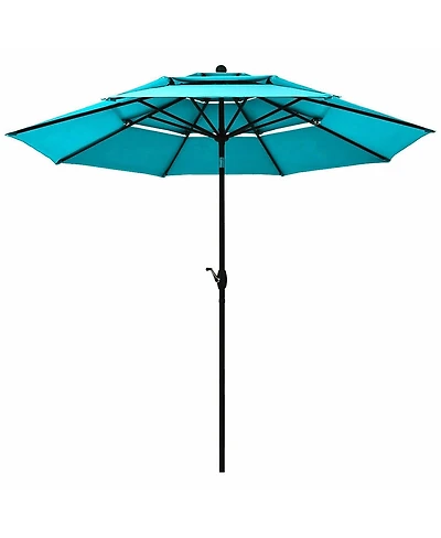 10' 3 Tier Patio Umbrella Aluminum Sunshade Shelter Double Vented without Base-Turquoise
