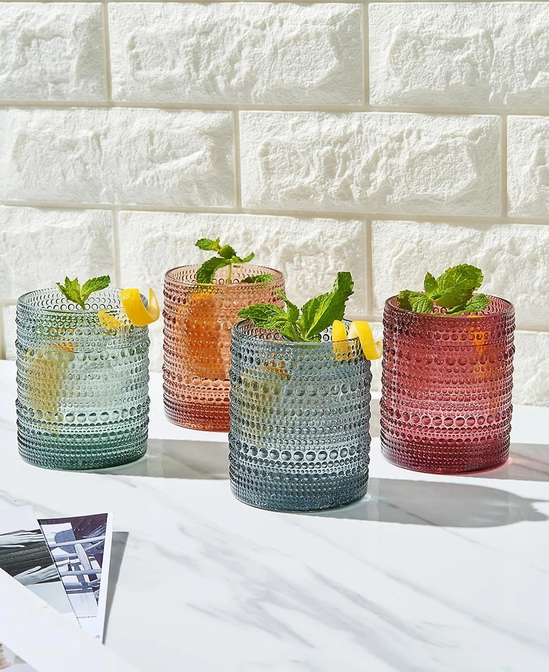 The Wine Savant Khen Art Deco Hobnail Glasses, Set of 4