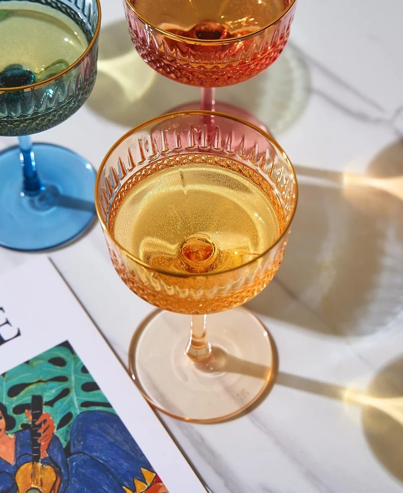 The Wine Savant Khen Pastel Muted Goblet Cocktail Glasses, Set of 4