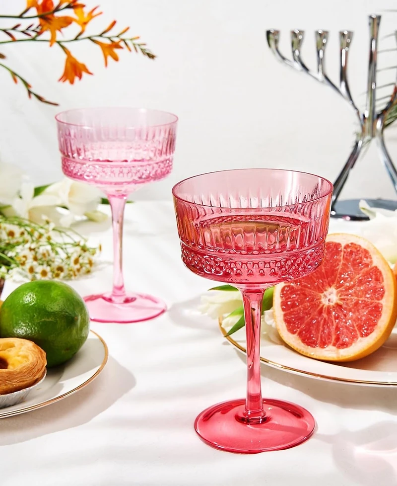 The Wine Savant Art Deco Vintage Goblet Cocktail Glasses, Set of 6