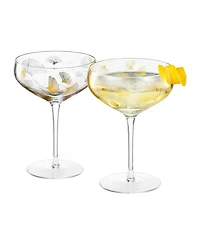 The Wine Savant Vintage Ginkgo Leaf Champagne Coupe Glasses, Set of 2