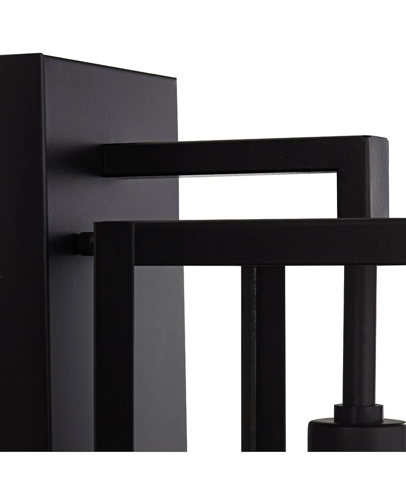 John Timberland Titan Modern Outdoor Wall Light Fixtures Set of 2 Mystic Black Rectangular Frame 17" Clear Glass for Post Exterior Barn