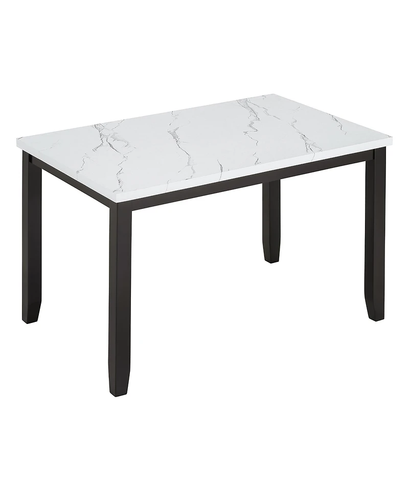Streamdale Faux Marble 5-Piece Dining Set Table with 4 Thicken Cushion Chairs Home Furniture, White/Light Gray+Black
