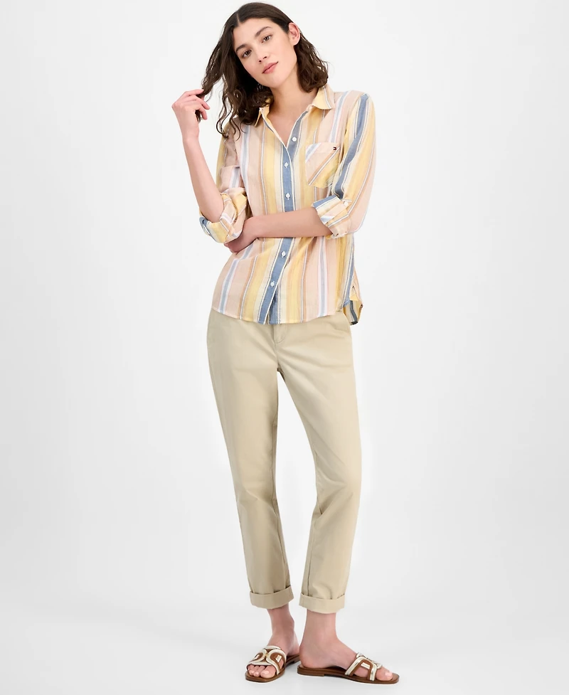 Tommy Hilfiger Women's Striped Roll-Tab Shirt