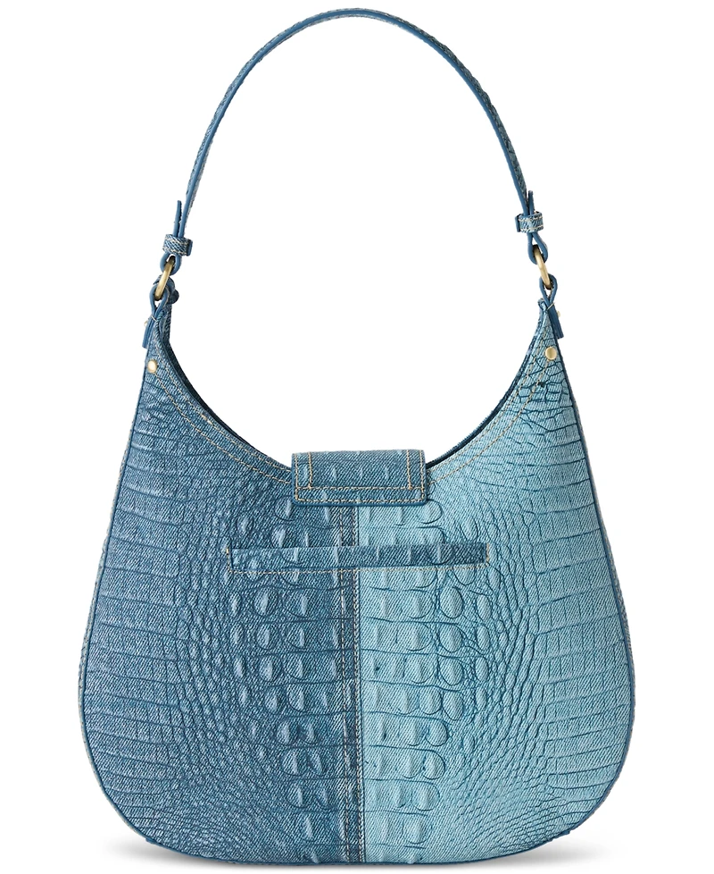 Brahmin Fallon Denim Secour Medium Leather Shoulder Bag