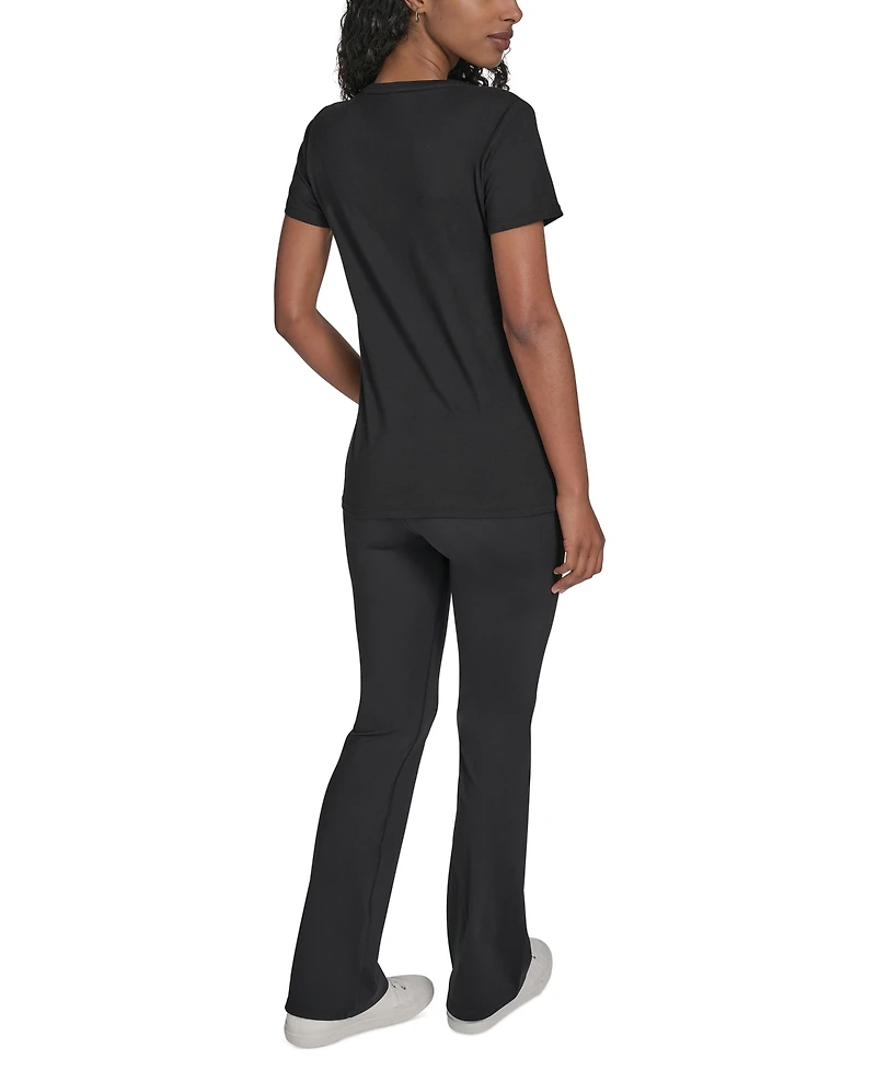 Calvin Klein Performance Women's Glitter Logo V-Neck T-Shirt