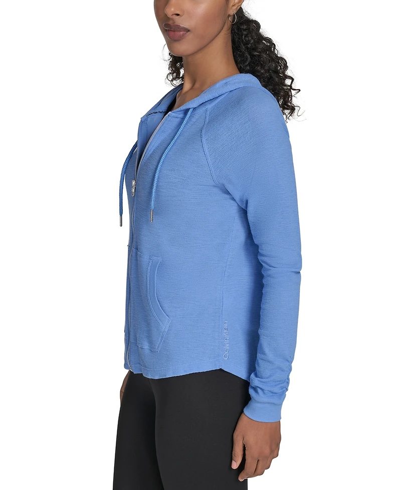 Calvin Klein Performance Ruched-Sleeve Zip Hoodie