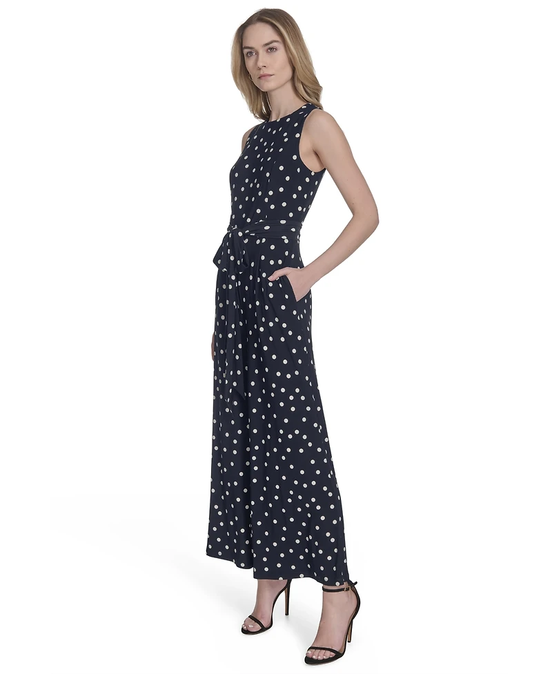 Tommy Hilfiger Women's Polka-Dot Straight-Leg Jumpsuit