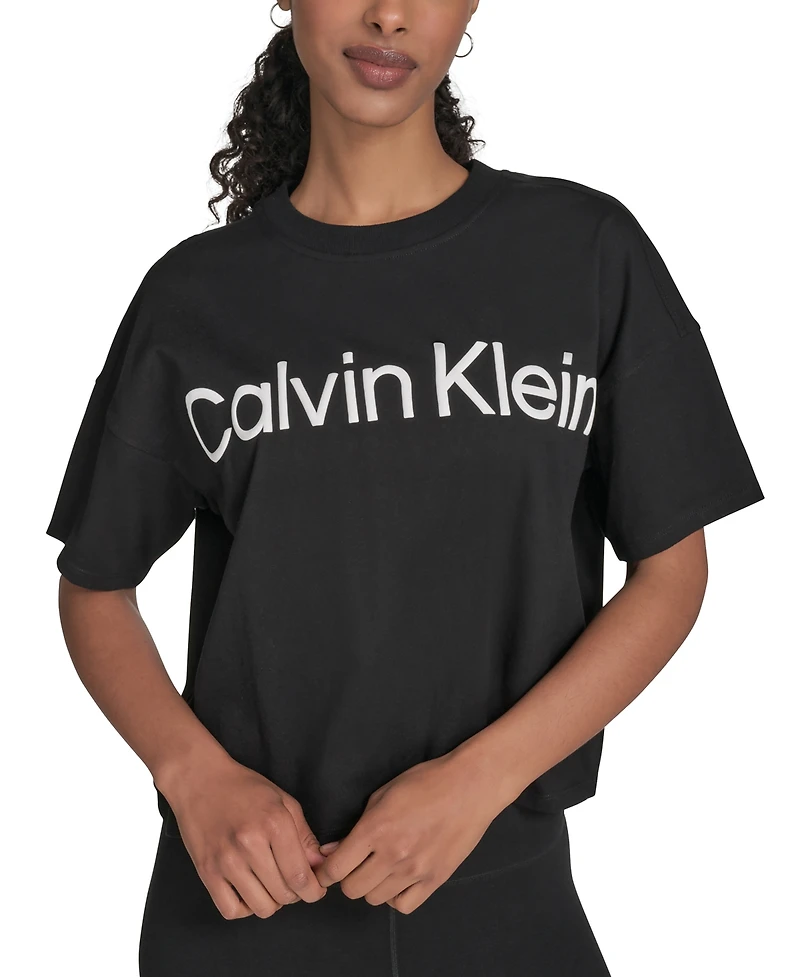 Calvin Klein Performance Women's Cotton Raised Logo Cropped T-Shirt