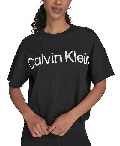 Calvin Klein Performance Women's Cotton Raised Logo Cropped T-Shirt