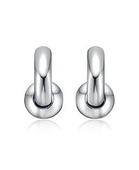 Huggie Hoops with Pearl and Clasp in White Gold Plated or 14K Gold Plated