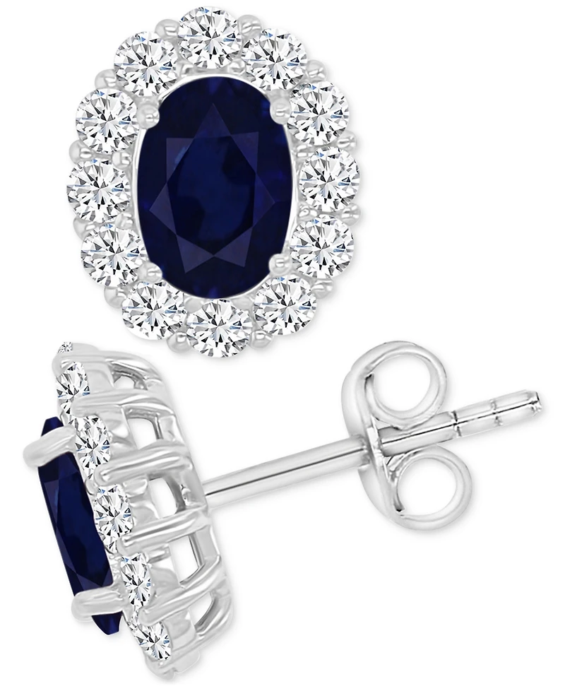 Cubic Zirconia Green Stone Oval Halo Stud Earrings Sterling Silver